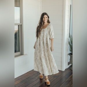 neuflora harmony dress taupe 100% cotton